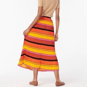 NWT J Crew Pleated Striped Ruffle Midi Skirt Sz 00P